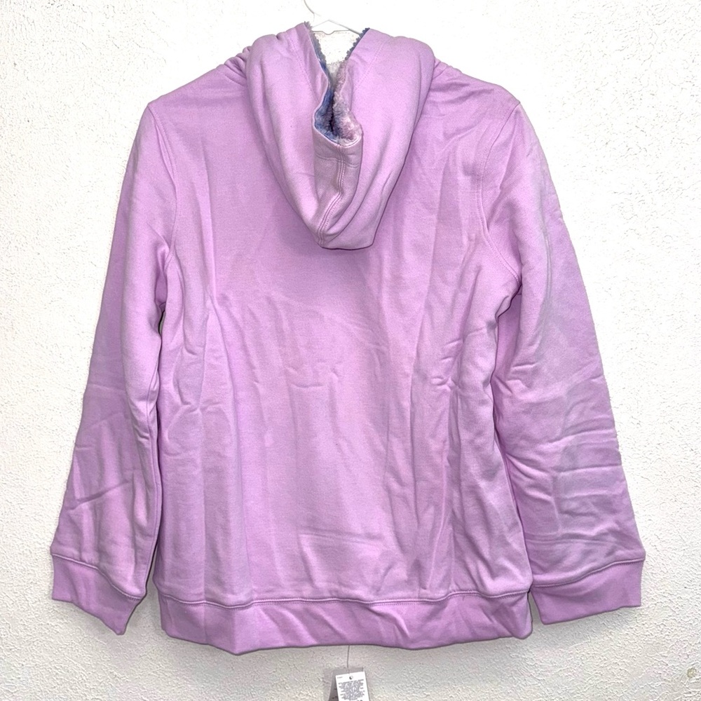 Lands' End Pattern Sherpa Lined Hoodie Lilac Thistle Galaxy Tie Dye Kids Husky - Picture 7 of 11